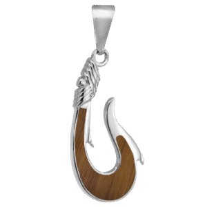 Stainless Steel and Wood Fish Hook Pendant