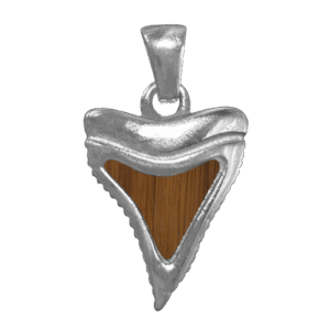 Stainless Steel and Wood Shark Tooth Pendant