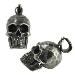 Stainless Steel Gun Color Skull Head Pendant