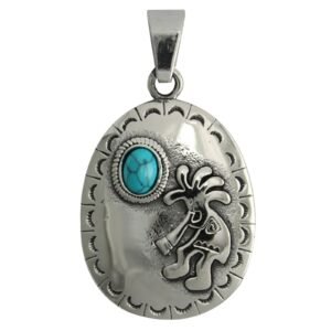 Stainless Steel Oval Pendant With Blue Marble Stone and Rasta Man