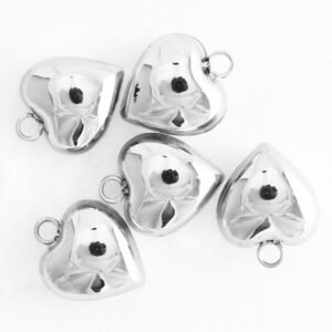 Stainless Steel Beveled Heart Charms - Pack of 10 pieces
