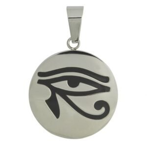 Stainless Steel Circular Pendant with Eye of RA Engraved