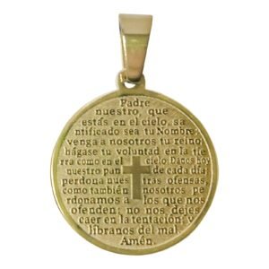 Stainless Steel Gold PVD Padre Nuestro Prayer Pendant