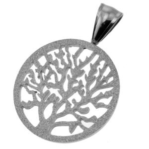 Stainless Steel with Sandblast Finish Tree of Life Pendant