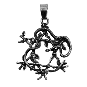 Stainless Steel Star of David Pendant with Leaves and Snakes