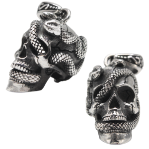Stainless Steel Skull Head with Snake Around Pendant