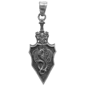 Stainless Steel Dragon Shield Pendant