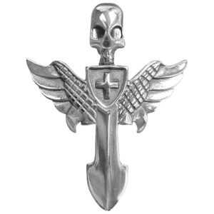 Stainless Steel Skull & Armor Wings Pendant