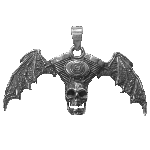 Stainless Steel Skull with Wings Pendant