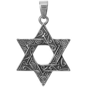 Stainless Steel Star of David Tribal Pattern Pendant