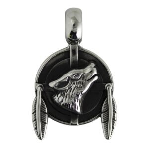 Stainless Steel Native Wolf Pendant