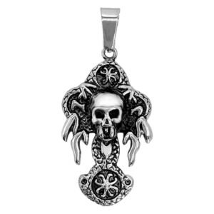 Stainless Steel Celtic Cross w/ Skull Pendant