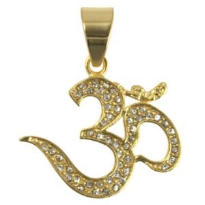 Stainless Steel Gold PVD Encrusted Om Pendant