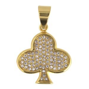 Stainless Steel Gold PVD Encrusted Clover Pendent