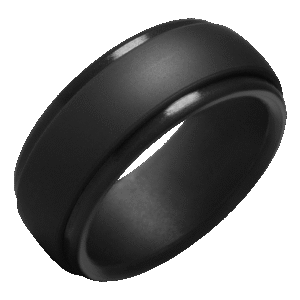 Black Silicone Ring with Grooves