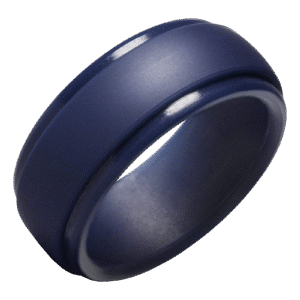 Navy Blue Silicone Ring with Grooves