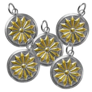 Two-toned Stainless Steel Sun Star Charm