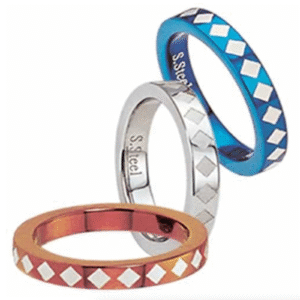 Stainless Steel Ring With Diamond Shaped All Around