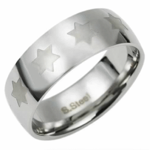 Stainless Steel Judaica Star of David Ring - 7mm