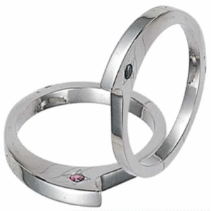 Stainless Steel Ring with Blue & Pink CZ Ring
