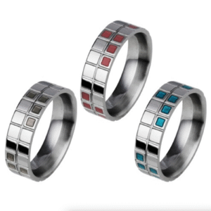 Stainless Steel Ring With Checkered Design