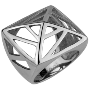 Stainless Steel Ring with Cut Out Pyramid Design