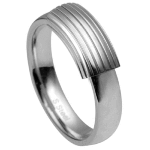 Urban Stainless Steel Ring With Etched Horizontal Lines