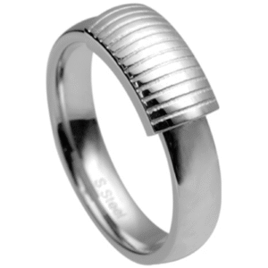 Urban Stainless Steel Ring With Etched Vertical Lines