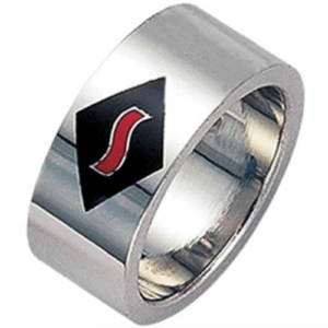 Stainless steel with Black Enamel Red Wave ring