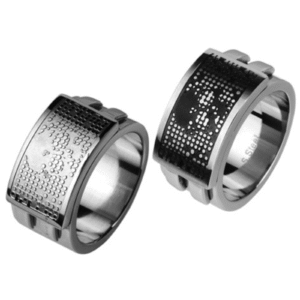 Stainless Steel Ring With Textured Skull Design
