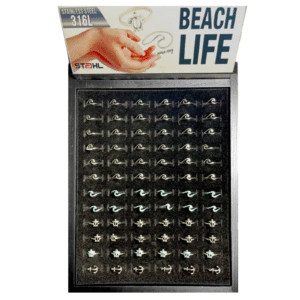 Stainless Steel Waves Ring Display-72 Pcs.