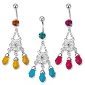 Stainless Steel Dreamcatcher with Triple Bead Dangle