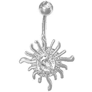 Surgical Steel Jeweled Sun Belly Ring