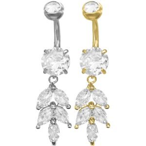 Surgical Steel Dangling Leaves Belly Ring
