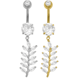 Surgical Steel Dangling Leaf Belly Ring