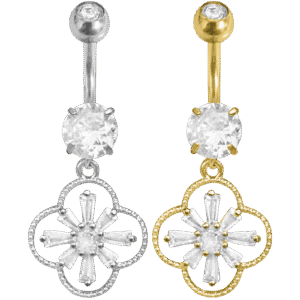Surgical Steel Dangling Clover Belly Ring