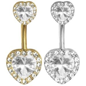 Surgical Steel Jeweled Heart Belly Ring