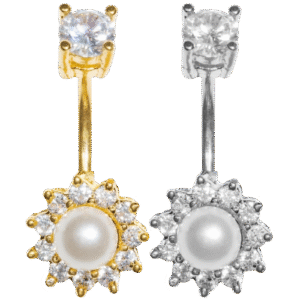 Surgical Steel Jeweled Flower Belly Ring