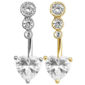Surgical Steel Jeweled Heart Belly Ring