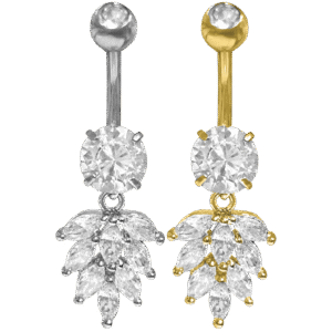 Surgical Steel Dangling Leaves Belly Ring
