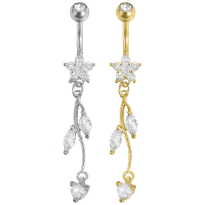 Surgical Steel Dangling Flower Belly Ring