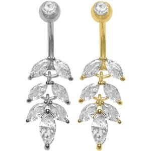 Surgical Steel Leaves Dangling Belly Ring