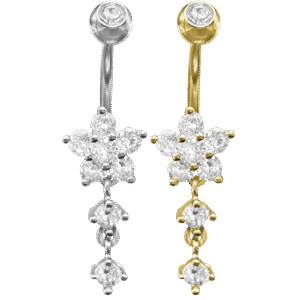 Surgical Steel Dangling Flower Belly Ring