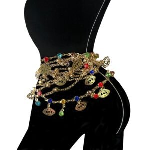 Fashion Belly Chain with Evil Eye and Jewels