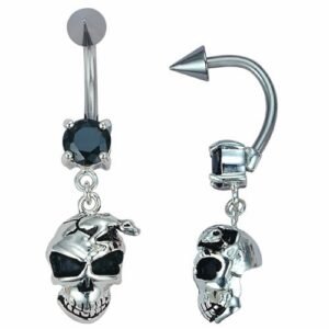 Awesome Dangeling Skull Earring with Serpent Breaking Out