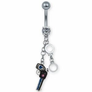 Gun & Handcuff Dangling Belly Ring