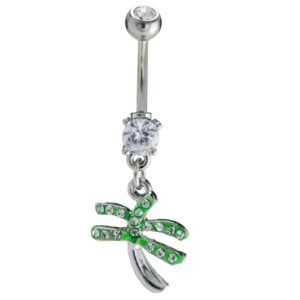 Stainless Steel CZ Encrusted Palm Tree Belly Ring