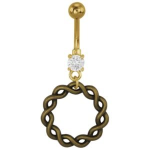 Antique Brass Dangling Infinity Loop Navel Belly Ring