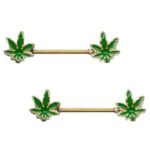 Surgical Steel Pot Leaf  Nipple Bar