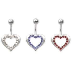 Surgical Steel Jewel Encrusted Heart Belly Ring -